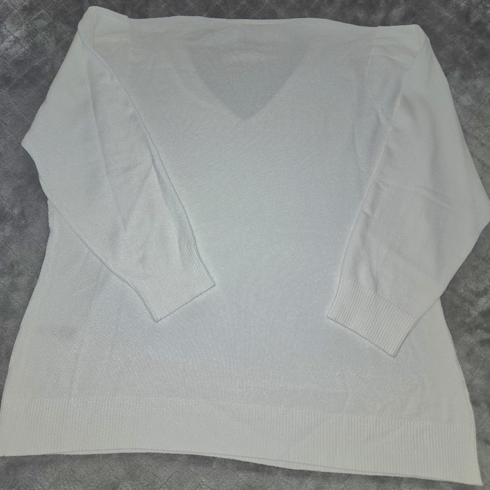 White Rhinestone Beaded Sweater - Picture 4 of 4